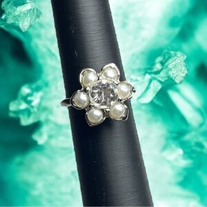 Pearl Flower CZ Ring